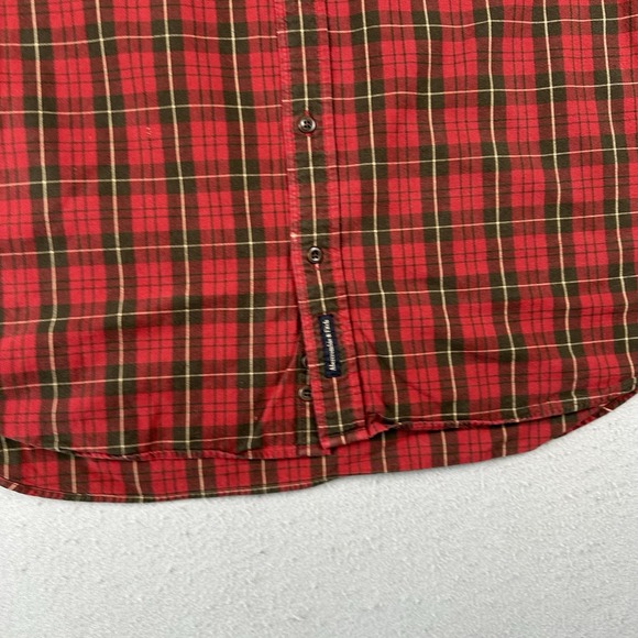 Vtg 90s Abercrombie Fitch Flannel Shirt Men's XL Red Plaid Long Sleeve Button Up - Picture 9 of 16